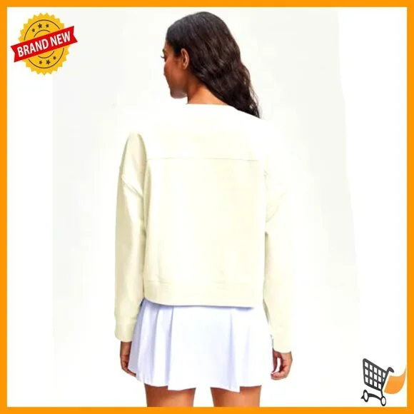 Oversized Cropped Sweatshirt Cotton Polyester Long Sleeve Crewneck Pullover Y2K - Picture 6 of 7